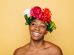 woman smiling wearing flower crown